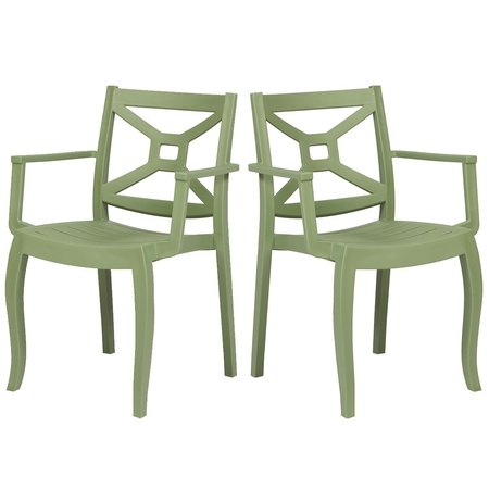 RAINBOW OUTDOOR Zeus Set of 2 Stackable Armchair-Green RBO-ZEUSBOX-GRE-AC-SET2